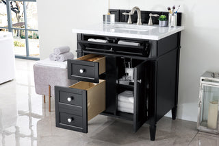 30 Inch Brittany Freestanding Vanity in Black Onyx / Carrara White Top