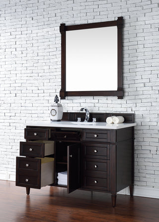 48 Inch Brittany Freestanding Vanity in Burnished Mahogany / White Zeus Top