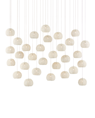 Piero White 30-Light Linear Multi-Drop Pendant