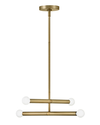 Millie Medium Four Light Convertible Pendant in Lacquered Brass