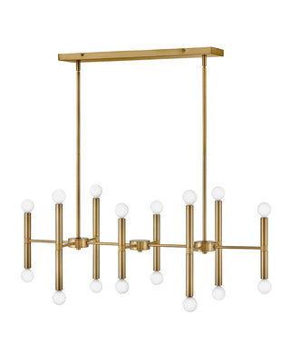 Millie Large Sixteen Light Linear Chandelier in Lacquered Brass