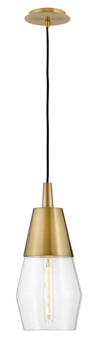 Livie Small Single Light Convertible Pendant in Lacquered Brass