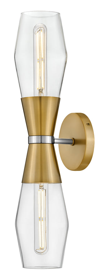 Livie Large Two Light Sconce in Lacquered Brass