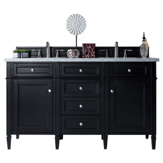 60 Inch Brittany Freestanding Vanity in Black Onyx / Carrara White Top