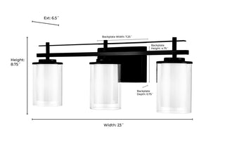 Huderson 3-Light Vanity Matte Black
