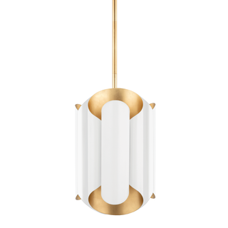 Banks Pendant with Gold Leaf/white Finish