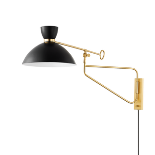 CRANBROOK Plug-in Sconce with Aged Brass/soft Black Finish