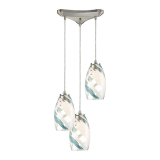 Turbulence 12'' Wide 3-Light Pendant - Satin Nickel