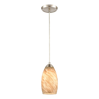 Evening Sky 5'' Wide 1-Light Mini Pendant - Satin Nickel With Tan Cloud Glass