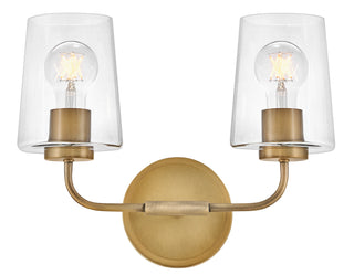 Kline Small Two Light Vanity in Heritage Brass