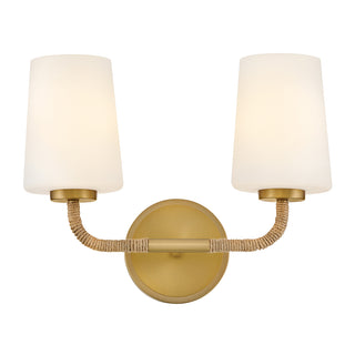 Kline Small Two Light Vanity in Lacquered Brass