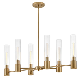 Shea Small Linear Chandelier in Lacquered Brass