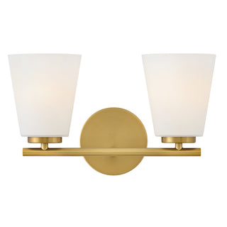 Bri Small Two Light Vanity in Lacquered Brass