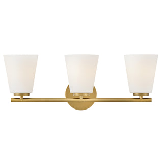 Bri Medium Three Light Vanity in Lacquered Brass