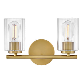 Leta Small Two Light Vanity in Lacquered Brass