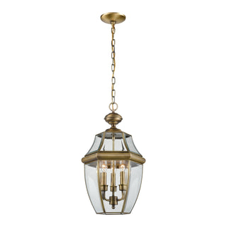 Ashford 12'' Wide 3-Light Outdoor Pendant - Antique Brass