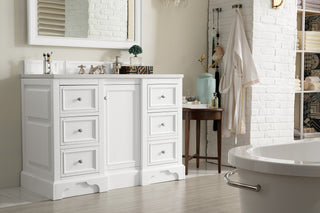 49.25 Inch De Soto Freestanding Vanity in Bright White / White Zeus Top