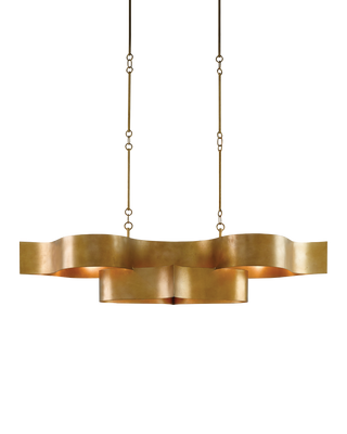 Grand Lotus Gold Oval Chandelier