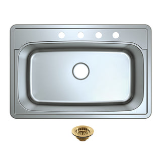 Studio 33.0625 Inch Drop-In Kitchen Sink in Brushed Brass
