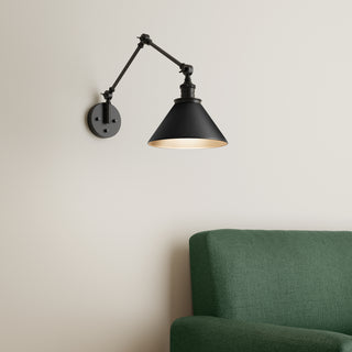 Edward 1-Light Swing Arm Sconce Light Matte Black