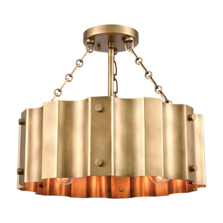 Clausten 17'' Wide 3-Light Semi Flush Mount - Brass