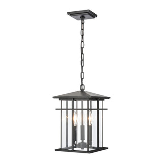 Oak Park 9'' Wide 3-Light Outdoor Pendant - Matte Black