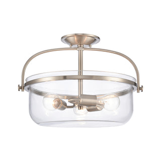 Wentworth 17'' Wide 3-Light Semi Flush Mount - Brushed Nickel