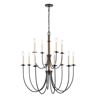 Neville 34'' Wide 12-Light Chandeliers - Charcoal Black