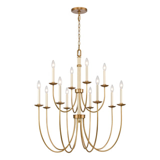 Neville 34'' Wide 12-Light Chandeliers - Natural Brass