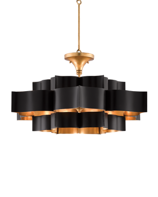 Grand Lotus Large Black Chandelier