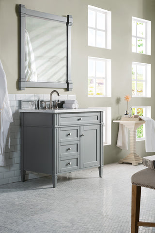 36 Inch Brittany Freestanding Vanity in Urban Gray / Arctic Fall Top