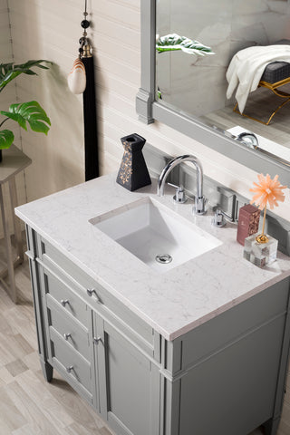 36 Inch Brittany Freestanding Vanity in Urban Gray / Eternal Jasmine Pearl Top