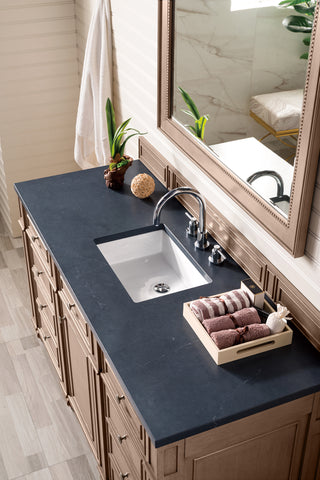 60 Inch Bristol Freestanding Vanity in Whitewashed Walnut / Charcoal Soapstone Top