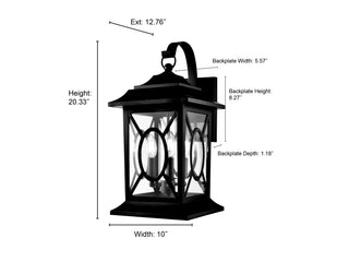Allbert 3-Light Outdoor Wall Sconce Powder Coated Black