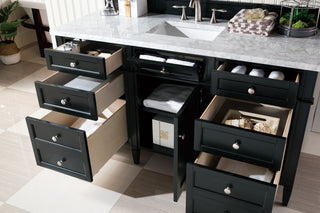 60 Inch Brittany Freestanding Vanity in Black Onyx / Carrara White Top