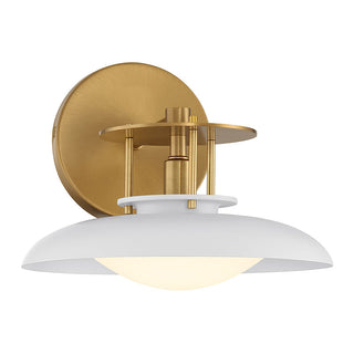 Gavin 1-Light Wall Sconce in White with Warm Brass Accents White with Warm Brass Accents