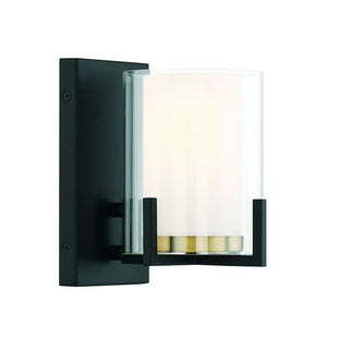 Eaton 1-Light Wall Sconce in Matte Black with Warm Brass Accents Matte Black with Warm Brass Accents