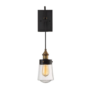 Macauley 1-Light Wall Sconce in Vintage Black with Warm Brass Vintage Black with Warm Brass