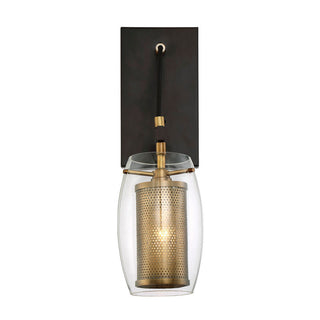 Dunbar 1-Light Wall Sconce in Warm Brass with Bronze Accents Warm Brass with Bronze Accents