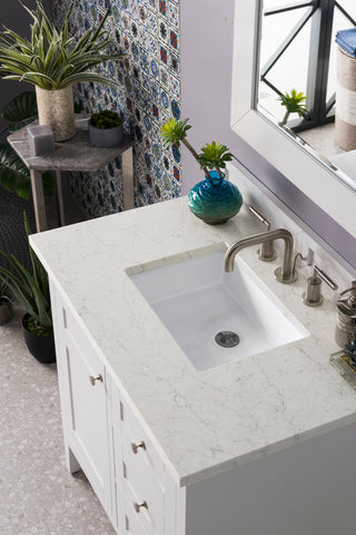36 Inch Palisades Freestanding Vanity in Bright White / Eternal Jasmine Pearl Top