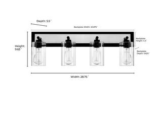 Gasol 4-Light Vanity Matte Black / Vintage Brass
