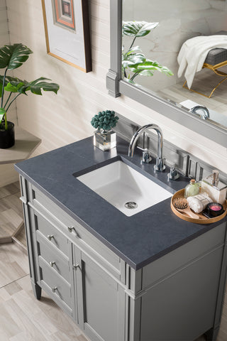 36 Inch Brittany Freestanding Vanity in Urban Gray / Charcoal Soapstone Top