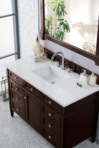 48 Inch Brittany Freestanding Vanity in Burnished Mahogany / White Zeus Top