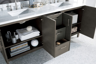 72 Inch Metropolitan Dual Mount Vanity in Silver Oak / Arctic Fall Top