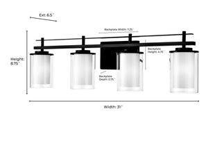 Huderson 4-Light Vanity Matte Black