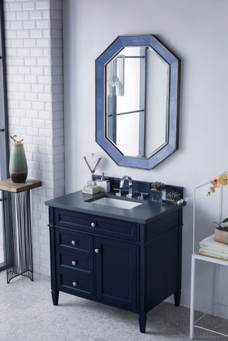 36 Inch Brittany Freestanding Vanity in Victory Blue / Charcoal Soapstone Top