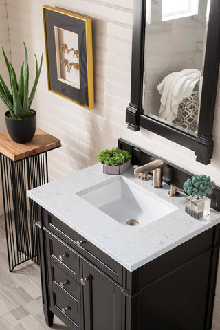 30 Inch Brittany Freestanding Vanity in Black Onyx / Eternal Jasmine Pearl Top