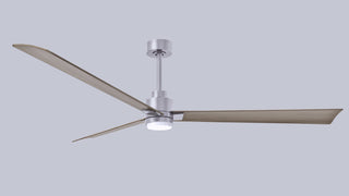 72 Inch Alessandra series  3-blade transitional ceiling fan. Multiple finish options to choose from. Brushed Nickel / Gray Ash Finish / 72 Inch