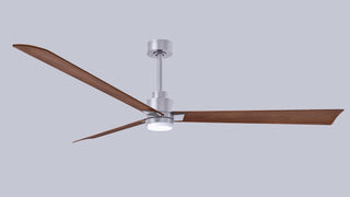 72 Inch Alessandra series  3-blade transitional ceiling fan. Multiple finish options to choose from. Brushed Nickel / Walnut Finish / 72 Inch