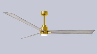 72 Inch Alessandra series  3-blade transitional ceiling fan. Multiple finish options to choose from. Brushed Brass / Barnwood Finish / 72 Inch